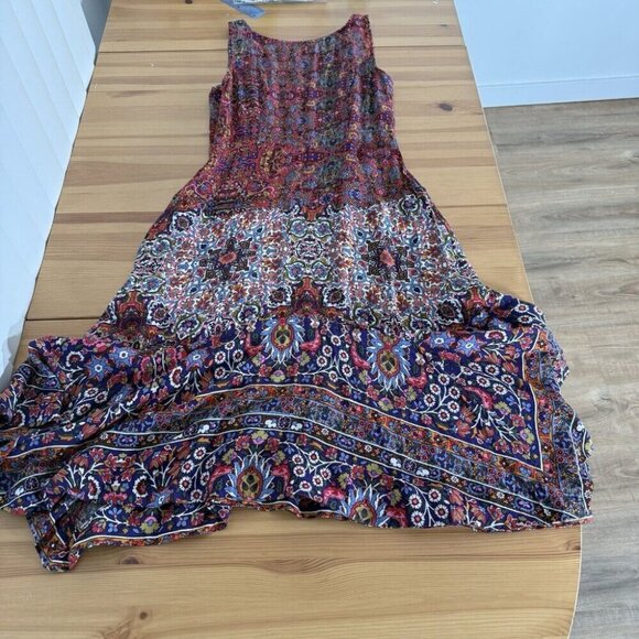 Anthropologie Maeve Violette Midi Dress Asymmetrical Hem Floral Boho Fairy 12 - Picture 6 of 9